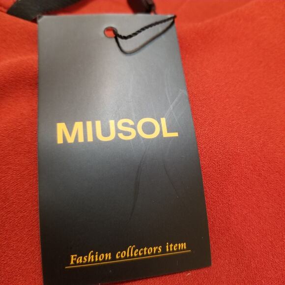 Miusol Women's Career Casual Rust Red Sleeveless Pleated & Rouching Size M - Picture 9 of 9